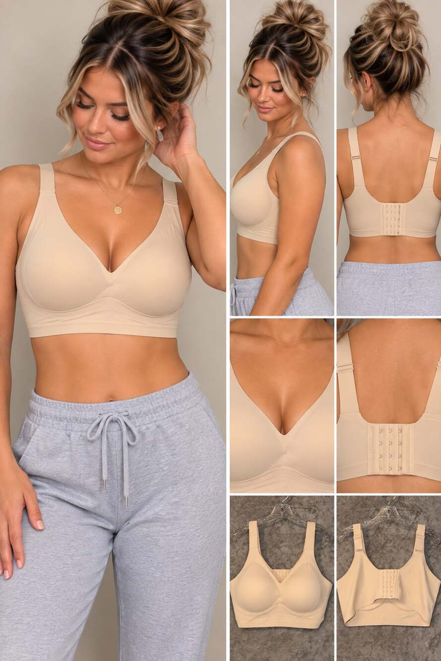 Soft Intention Seamless Wireless Push-Up Bra Beige